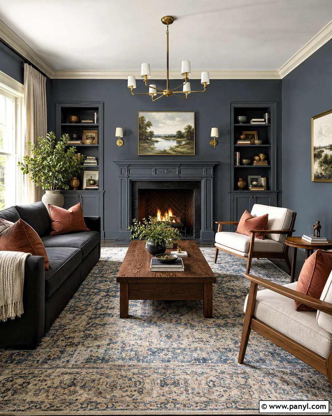 Smoky Blue-Gray Living Room - 20 moody living room paint colors