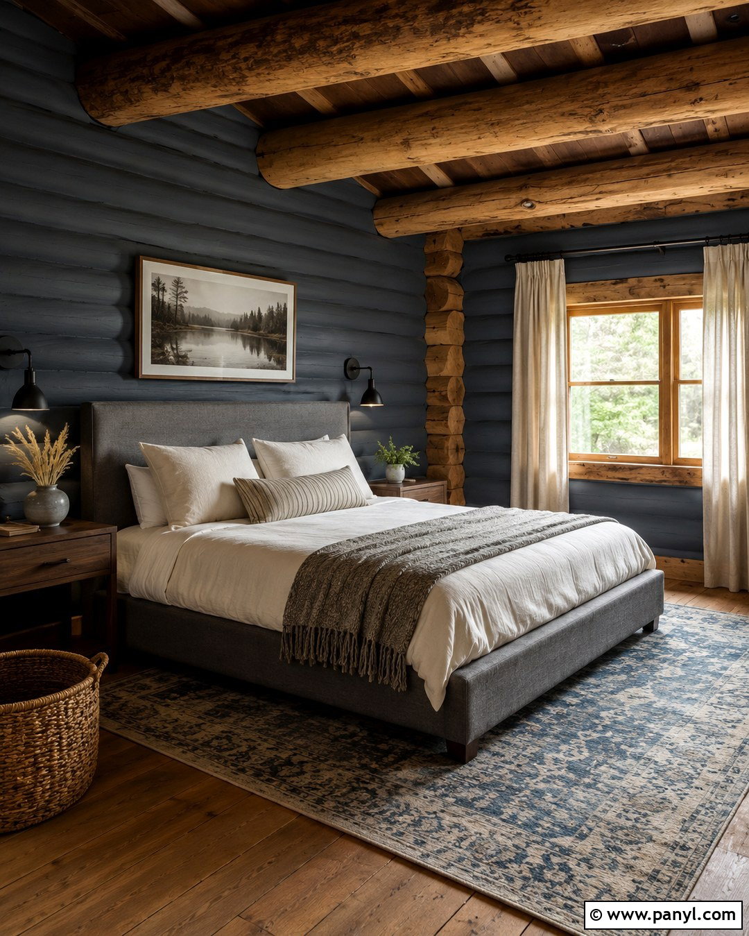 Smoky Blue Gray Log Cabin Interior - 20 Log Cabin Interior Colors