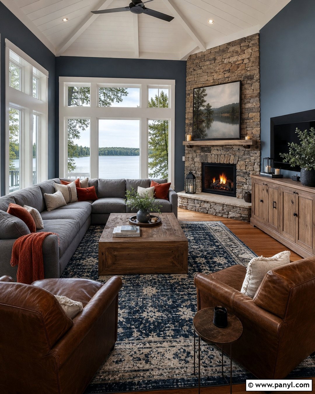 Smoky Blue Lodge Walls - 20 Lodge Wall Colors