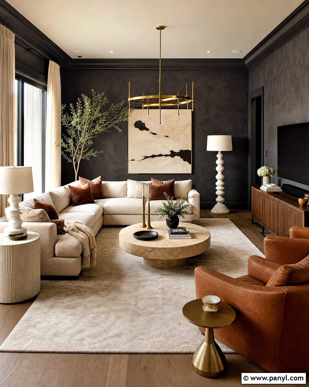 Smoky Charcoal Limewash Living Room - 20 limewash colors