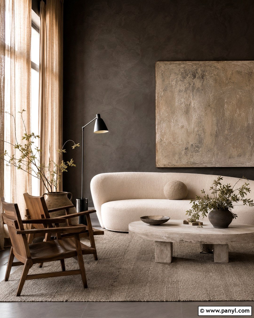 Smoky Gray Limewash Living Room - 20 Limewash Dark Wall Ideas