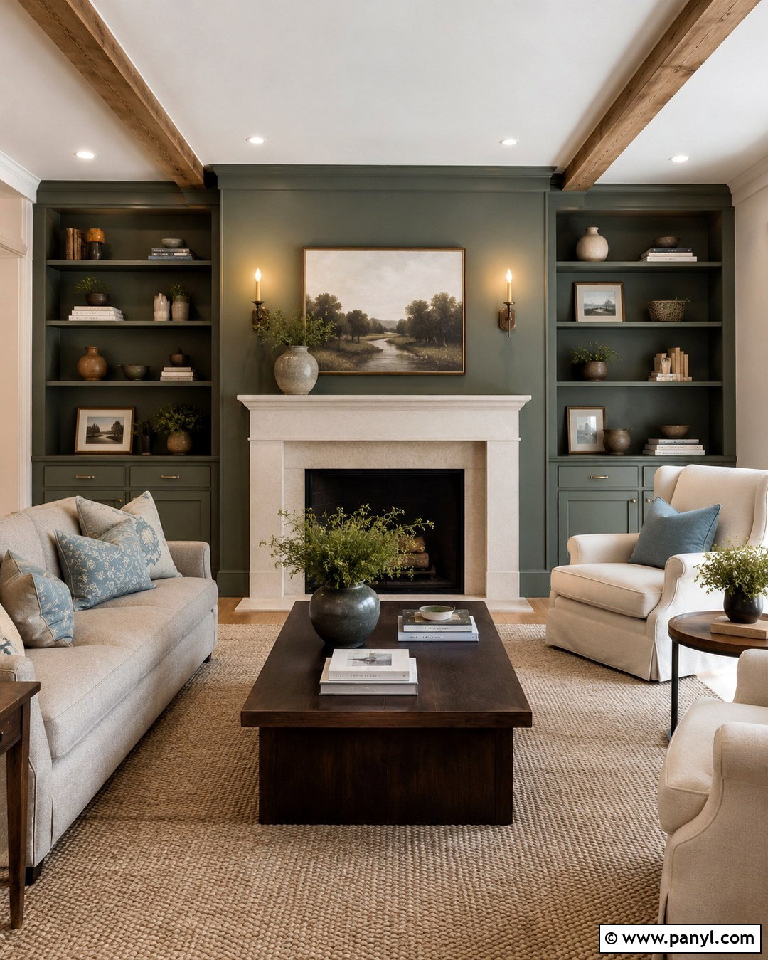 Smoky Green Fireplace Wall - 20 Green Fireplace Wall Paint Colors