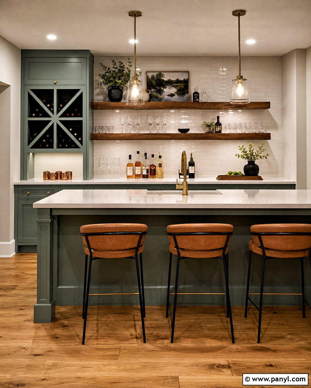 Smoky Jade Basement Bar - 20 basement colors ideas