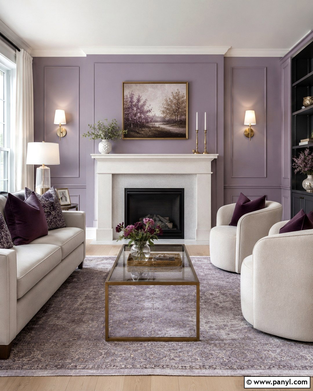 Smoky Lavender Fireplace Wall - 20 Accent Color On Fireplace Wall Ideas
