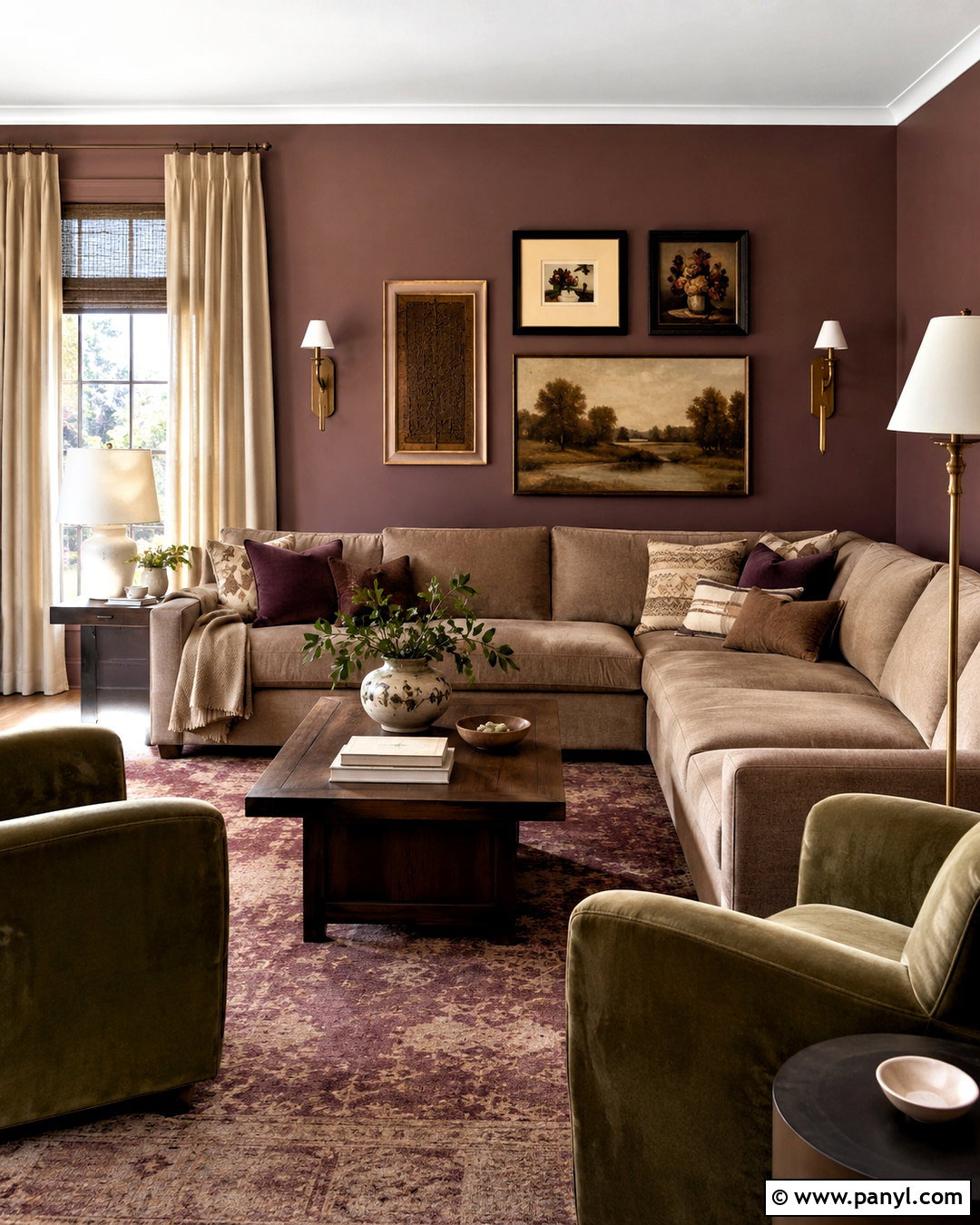 Smoky Plum Living Room - 20 moody living room paint colors