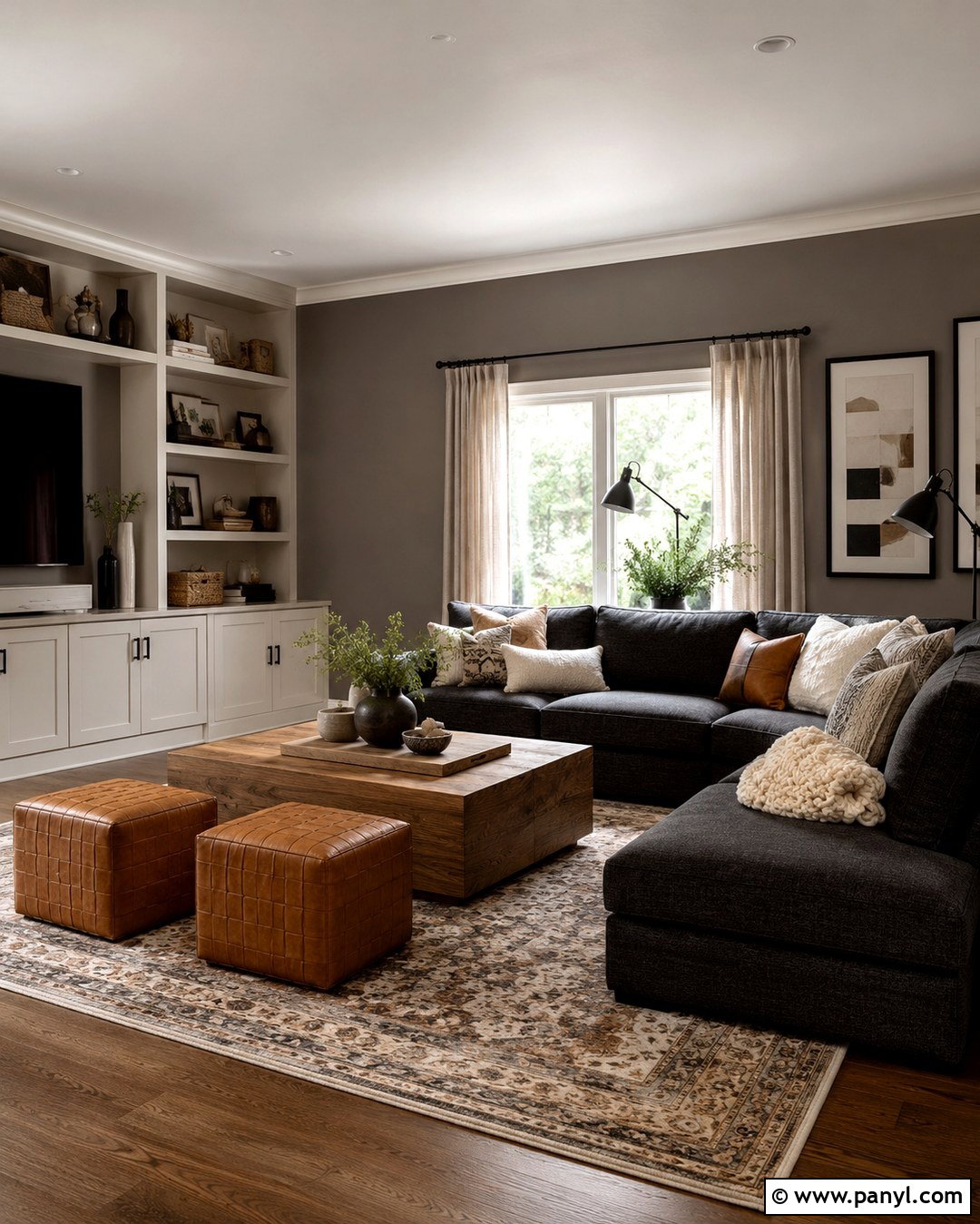 Smoky Taupe Family Room - 20 Brown Grey Wall Color Ideas