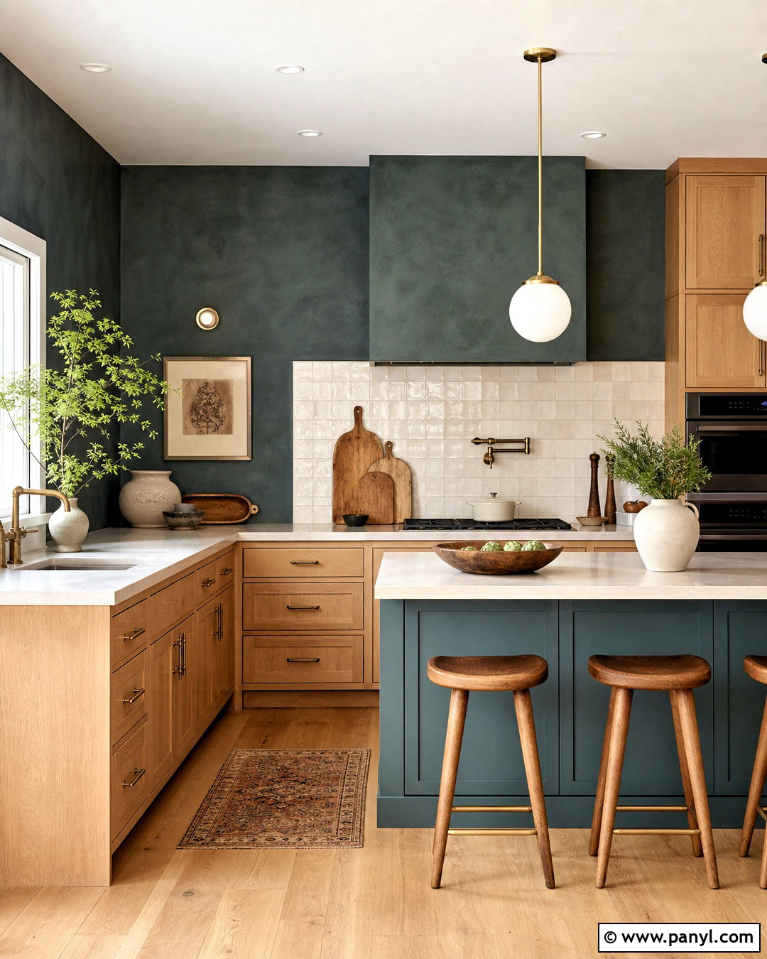 Smoky Teal Limewash Walls In A Kitchen - 20 dark limewash walls