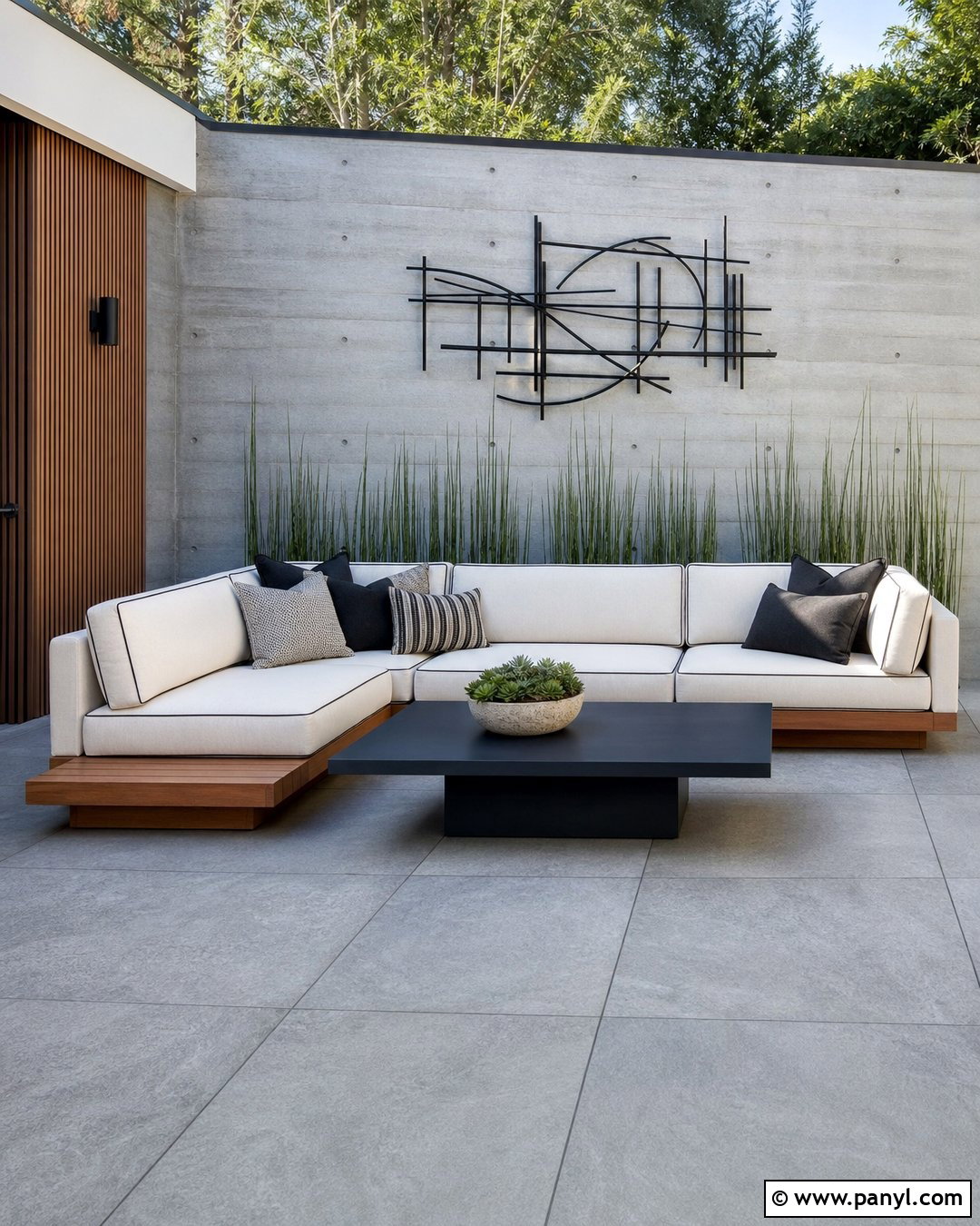 Smooth Concrete Outdoor Accent Wall - 35 Outdoor Accent Wall Ideas