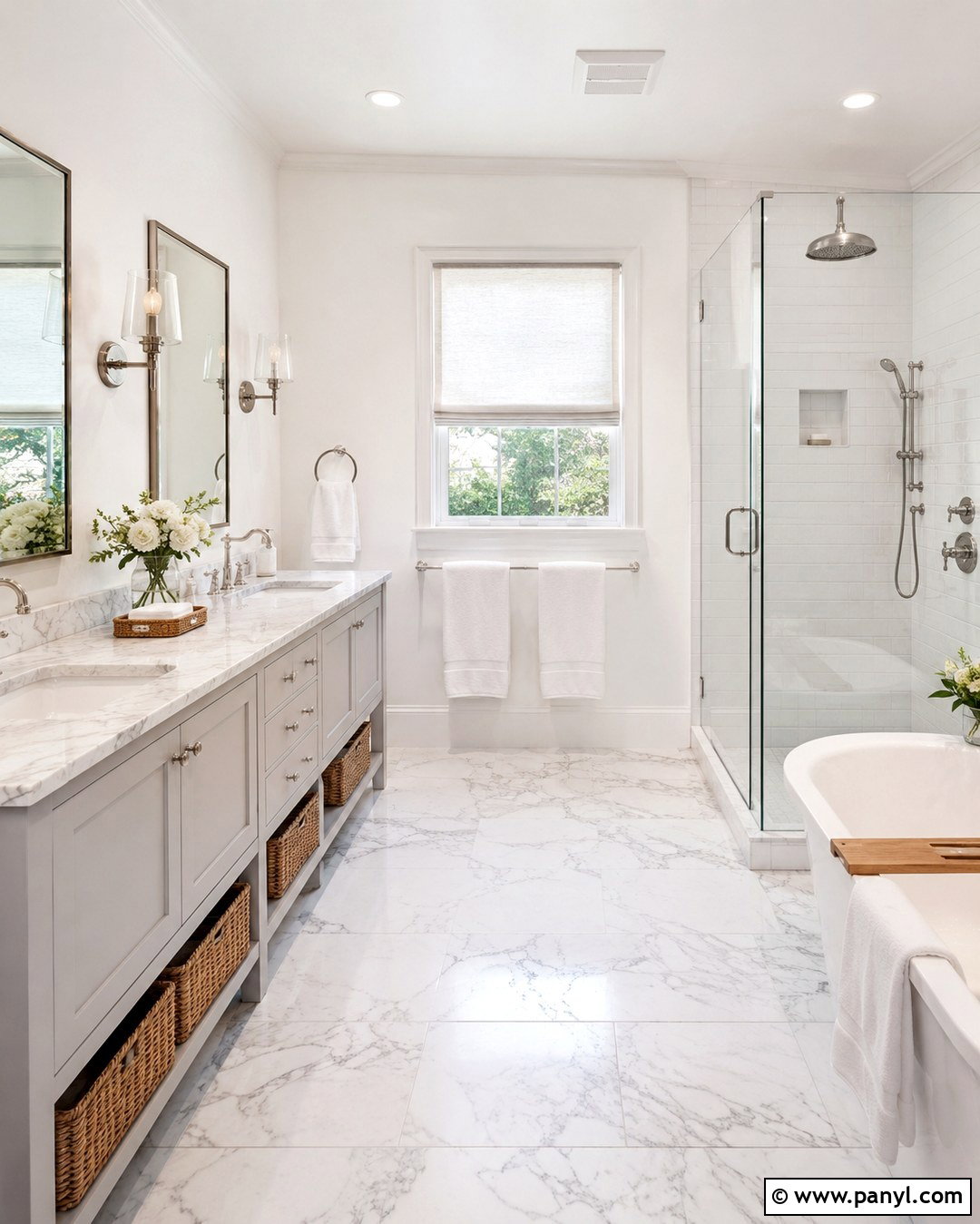 Snowbound Bathroom With Marble - 20 Snowbound Wall Color Ideas