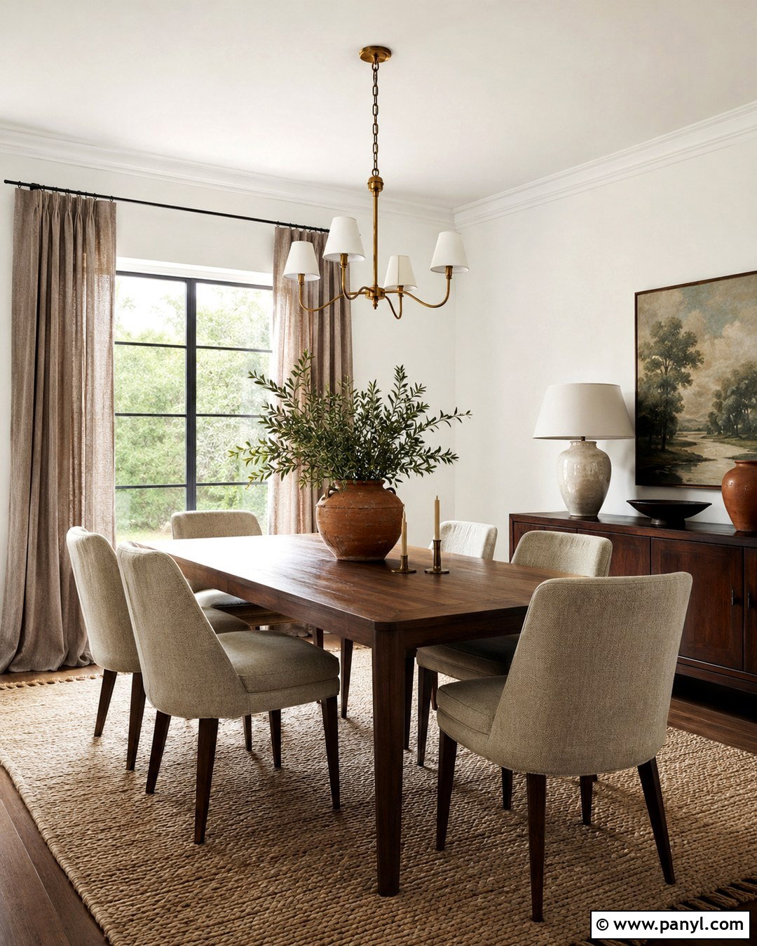 Snowbound Dining Room With Warm Wood - 20 Snowbound Wall Color Ideas