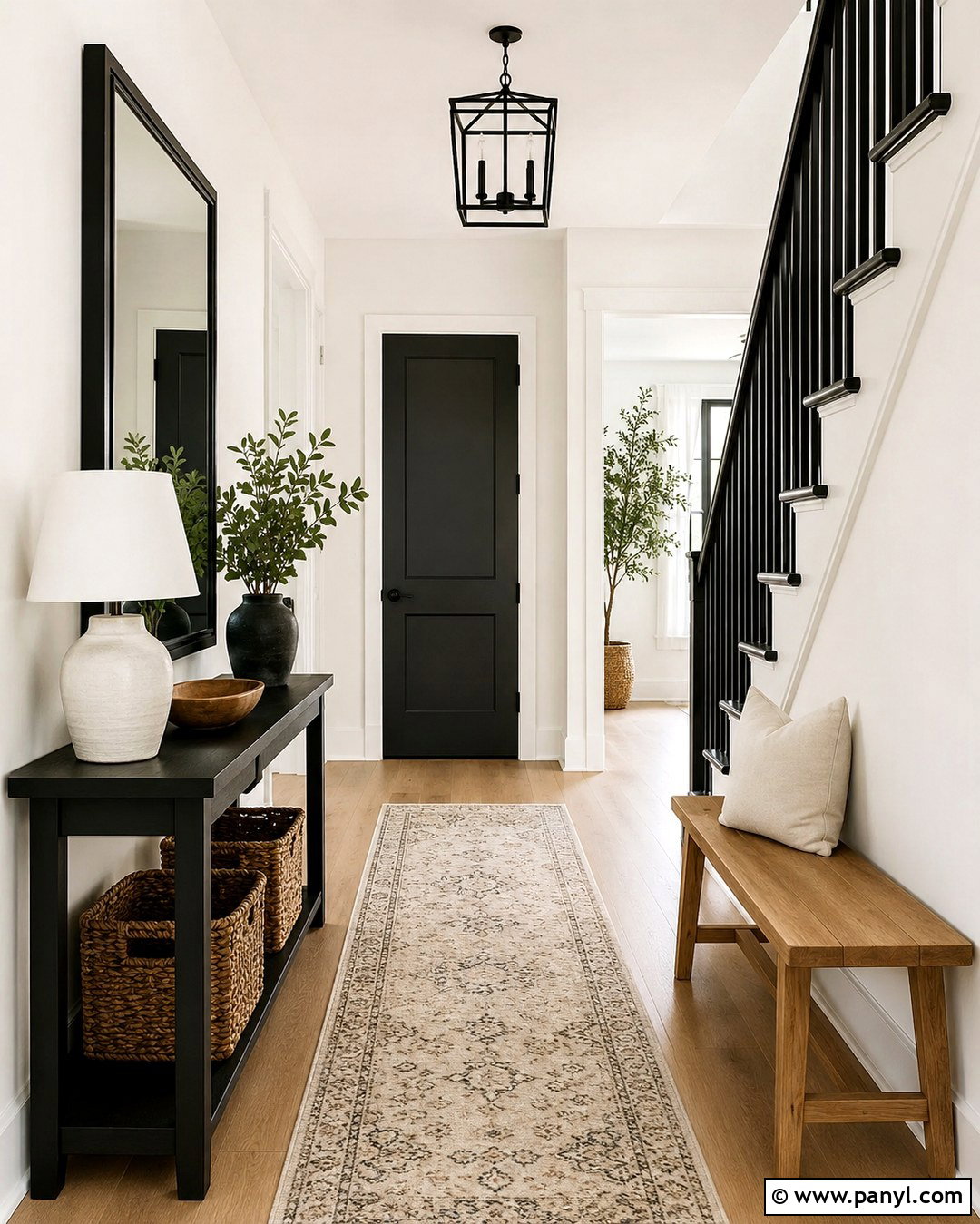 Snowbound Entryway With Black Accents - 20 Snowbound Wall Color Ideas