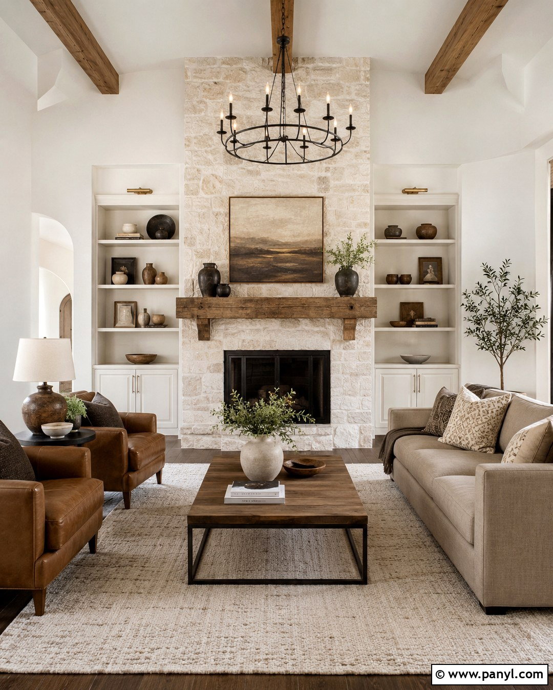 Snowbound Fireplace With Natural Stone - 20 Snowbound Wall Color Ideas
