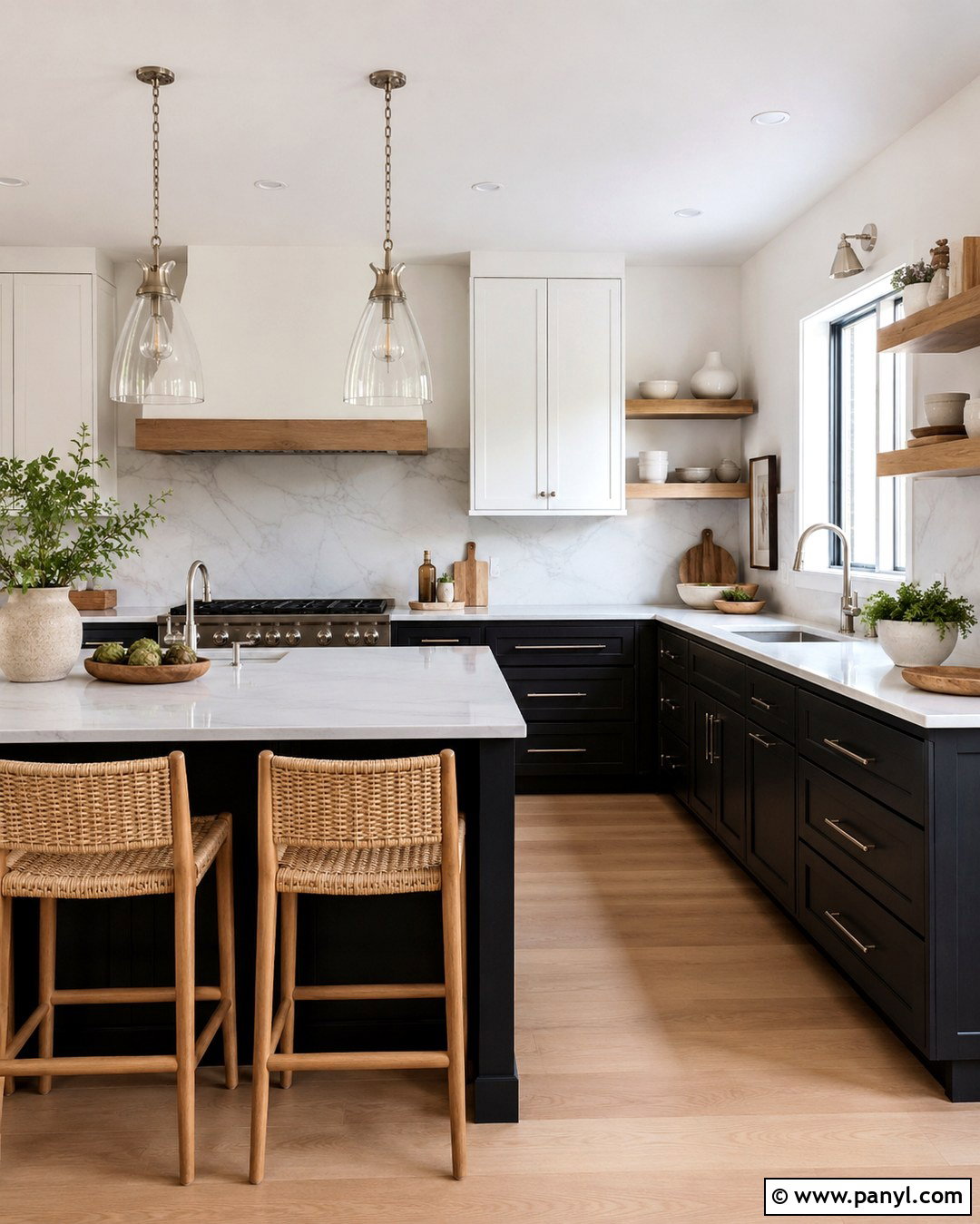 Snowbound Kitchen With Black Cabinets - 20 Snowbound Wall Color Ideas