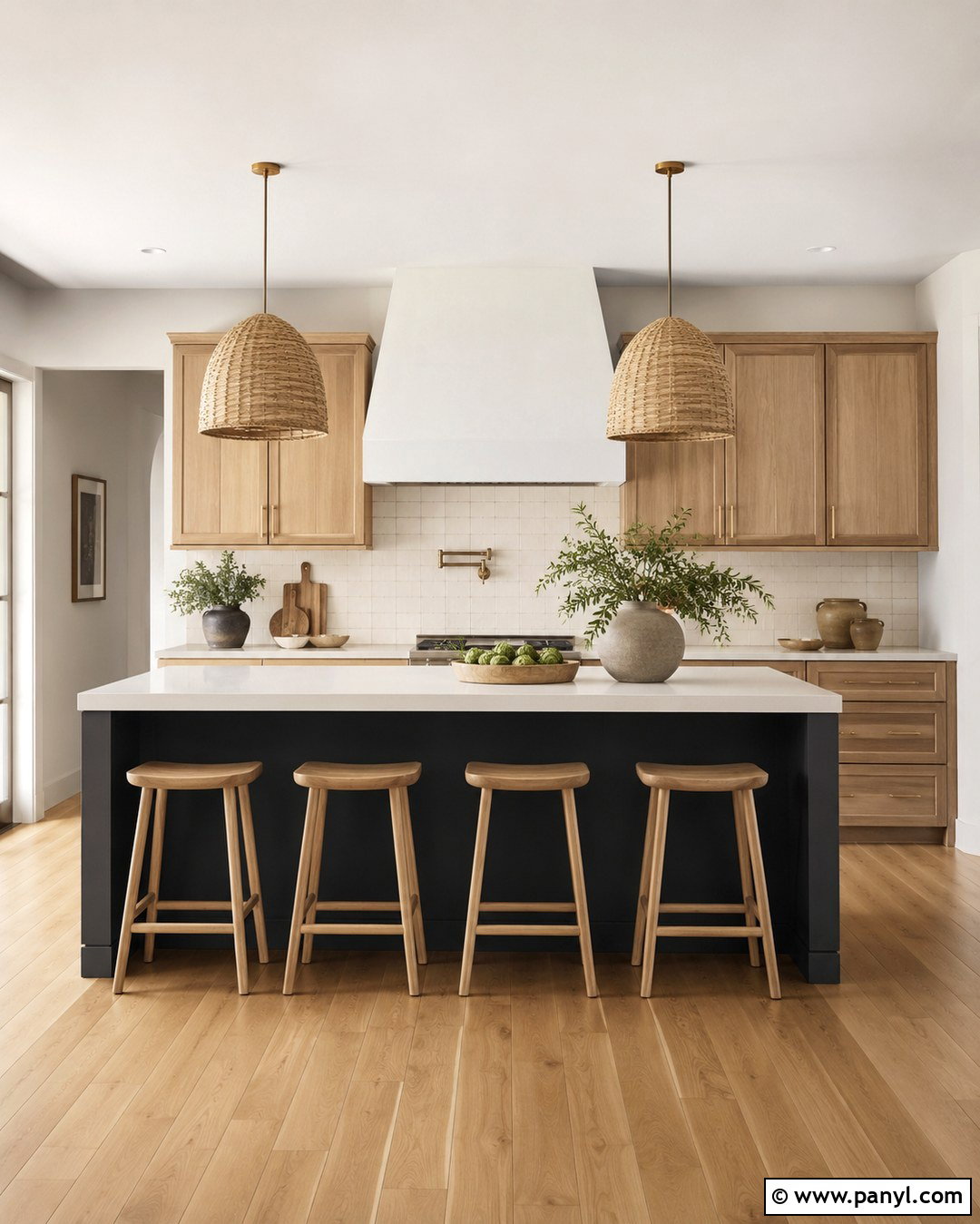 Snowbound Kitchen With White Oak Cabinets - 20 Snowbound Wall Color Ideas