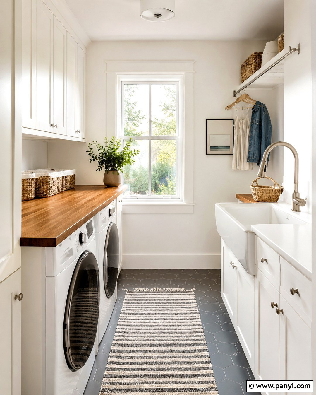 Snowbound Walls In A Bright Laundry Room - 20 Sw Snowbound Walls With Pure White Trim Ideas
