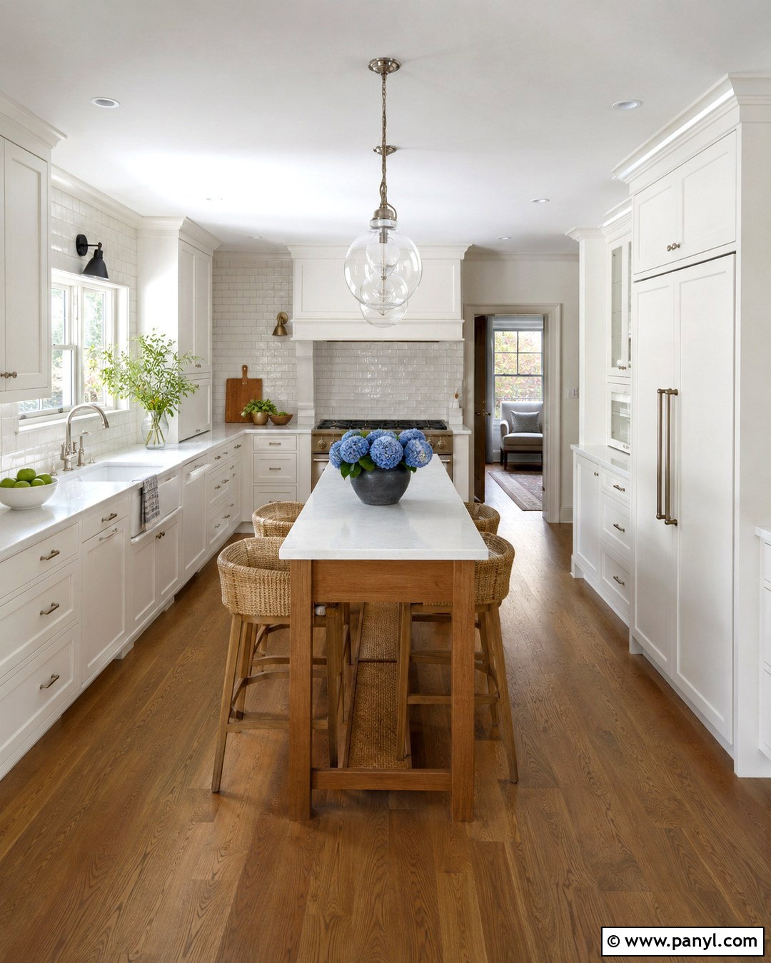Snowbound Walls In A Classic White Kitchen - 20 Sw Snowbound Walls With Pure White Trim Ideas