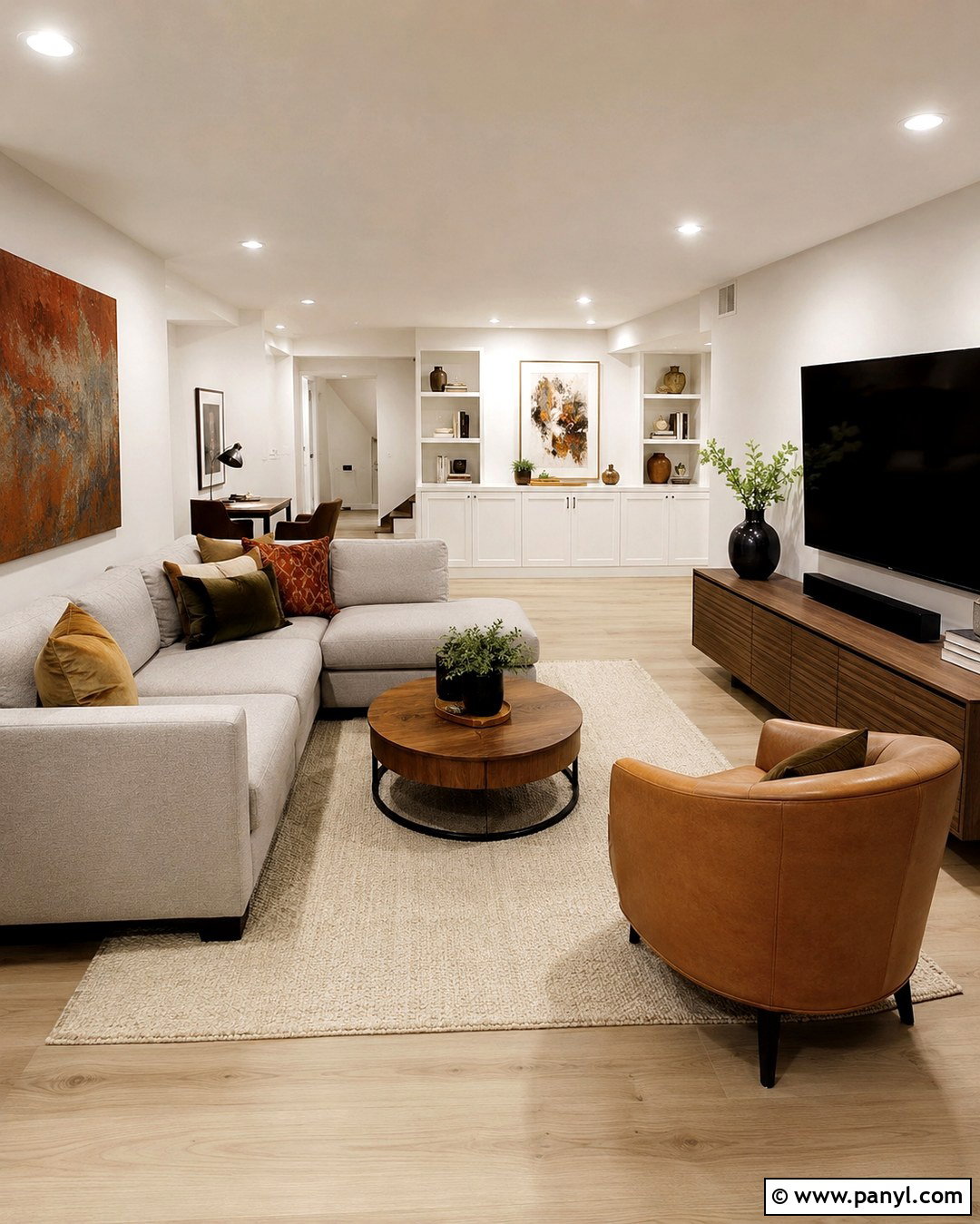 Snowbound Walls In A Finished Basement - 20 Sw Snowbound Walls With Pure White Trim Ideas