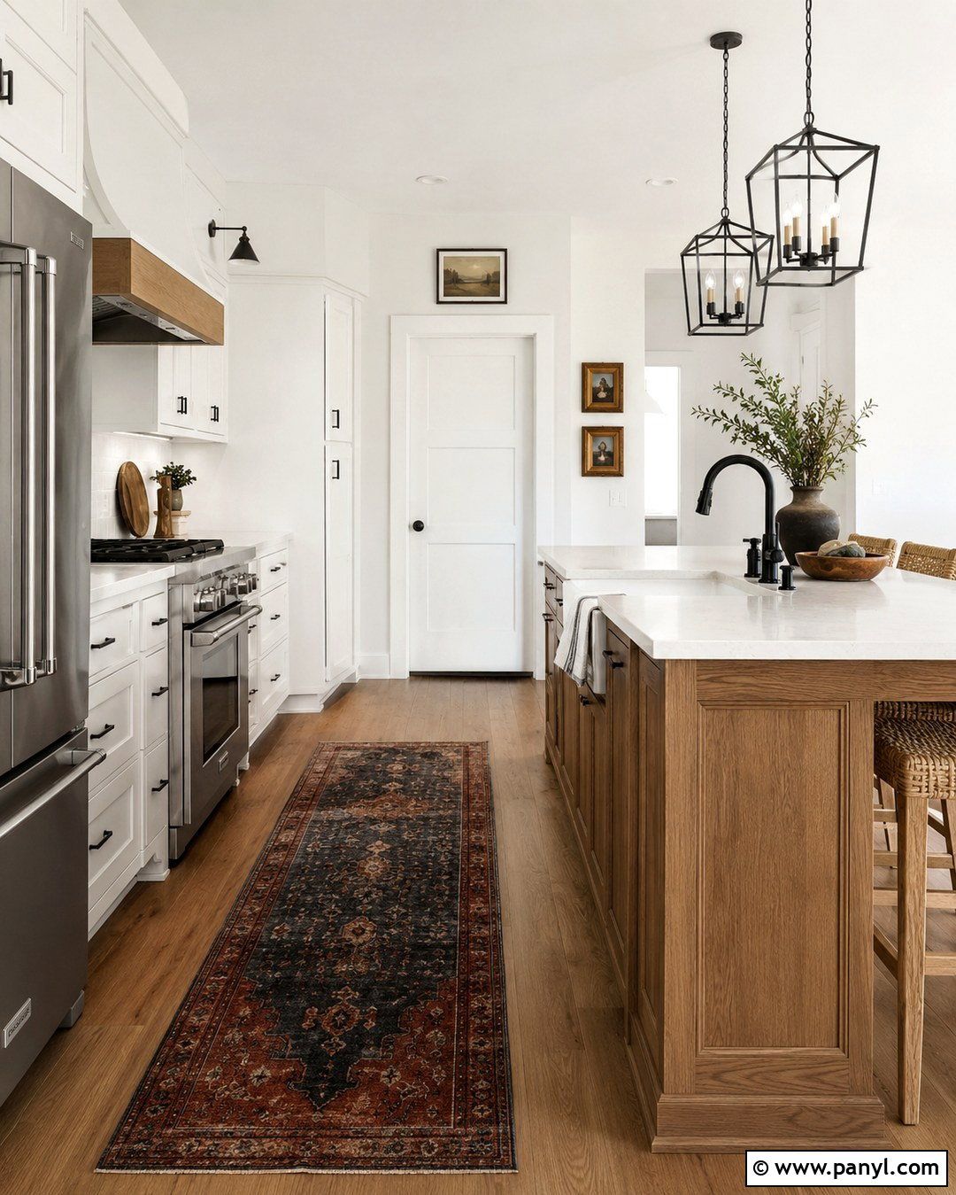 Snowbound Walls In A Modern Farmhouse Kitchen - 20 Sw Snowbound Walls With Pure White Trim Ideas