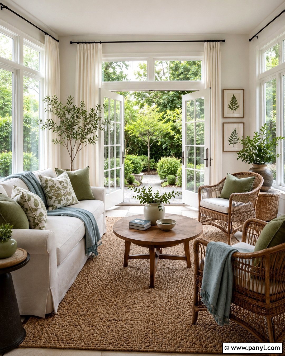 Snowbound Walls In A Relaxed Sunroom - 20 Sw Snowbound Walls With Pure White Trim Ideas