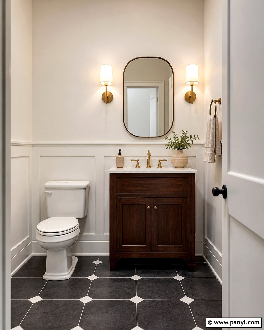 Snowbound Walls In A Small Powder Room - 20 Sw Snowbound Walls With Pure White Trim Ideas