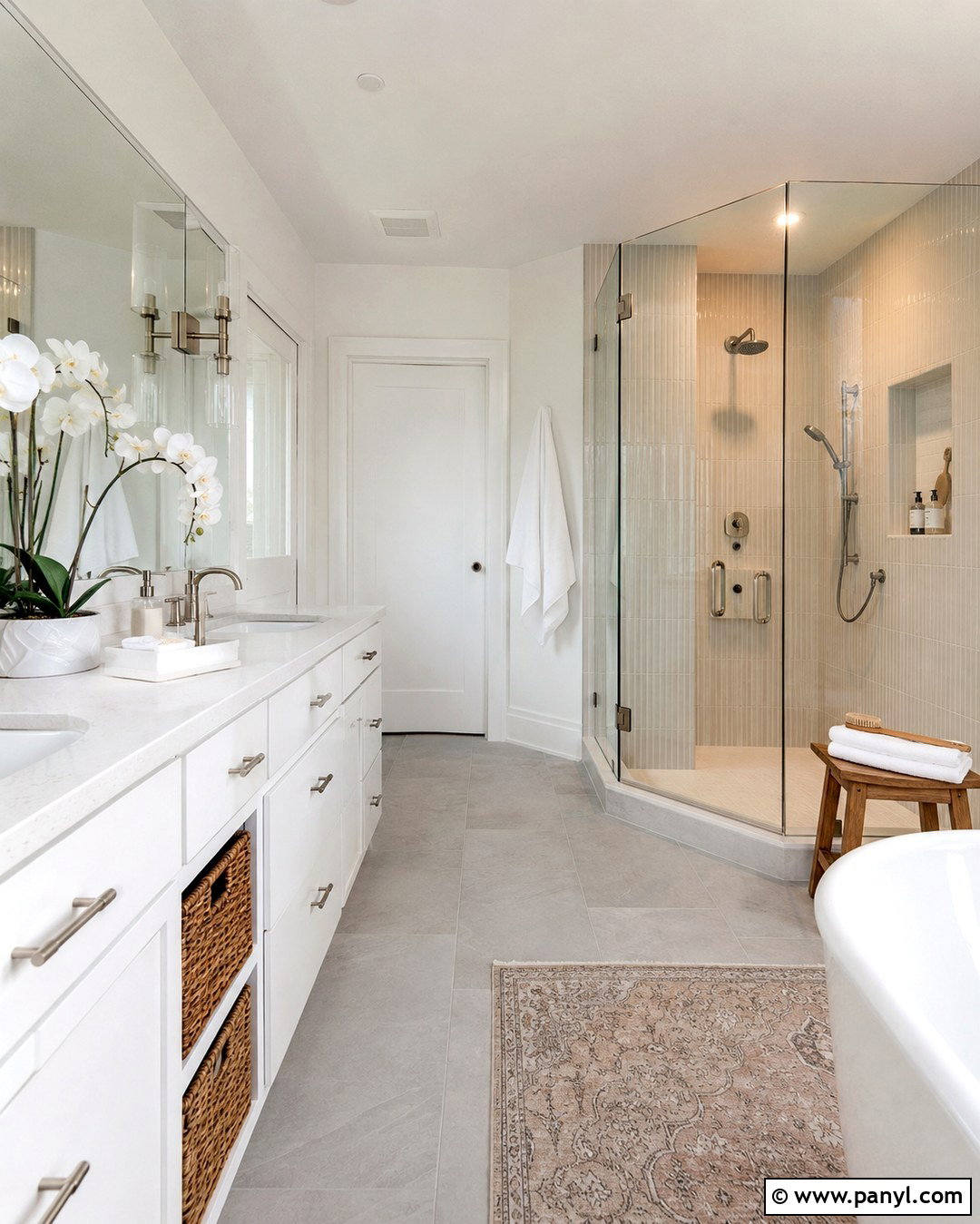 Snowbound Walls In A Spa Bathroom - 20 Sw Snowbound Walls With Pure White Trim Ideas