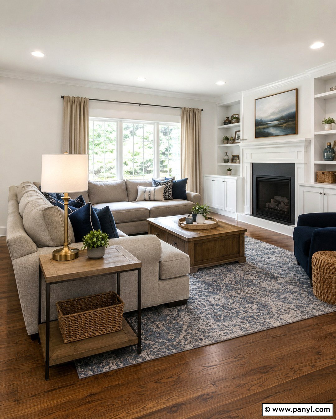 Snowbound Walls In A Transitional Family Room - 20 Sw Snowbound Walls With Pure White Trim Ideas