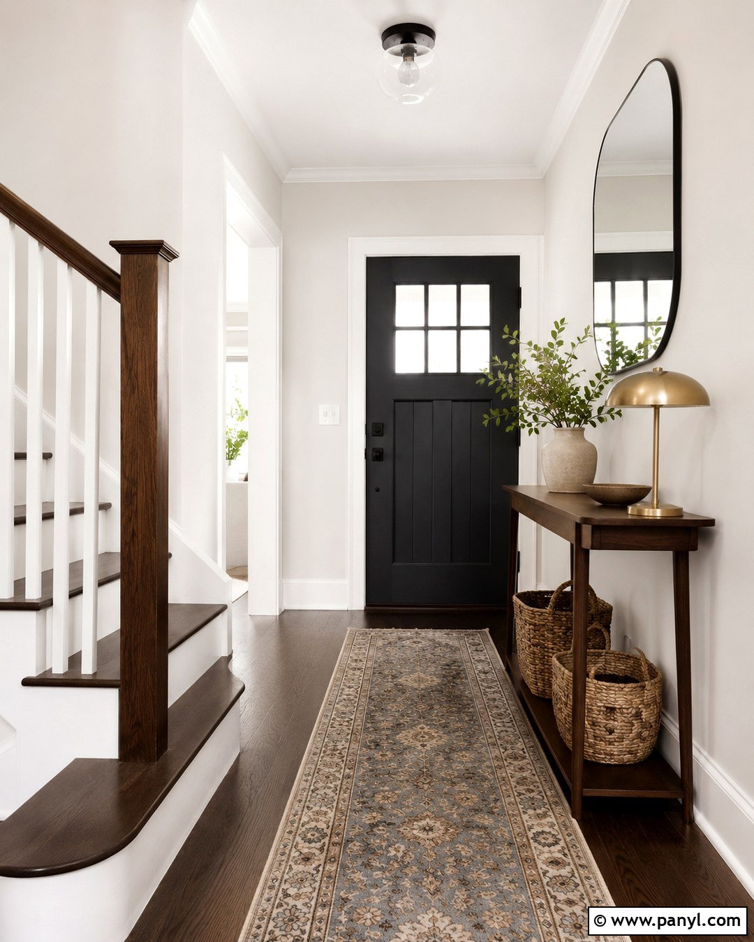 Snowbound Walls In A Welcoming Entryway - 20 Sw Snowbound Walls With Pure White Trim Ideas