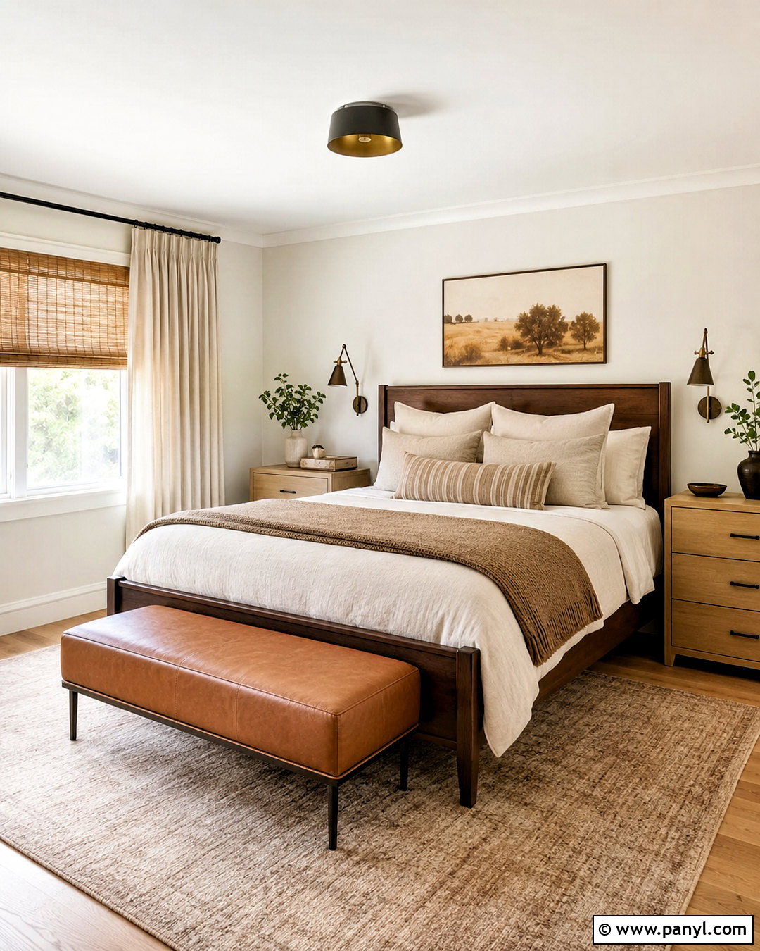 Snowbound Walls With A Dark Wood Bed - 35 snowbound sherwin williams walls