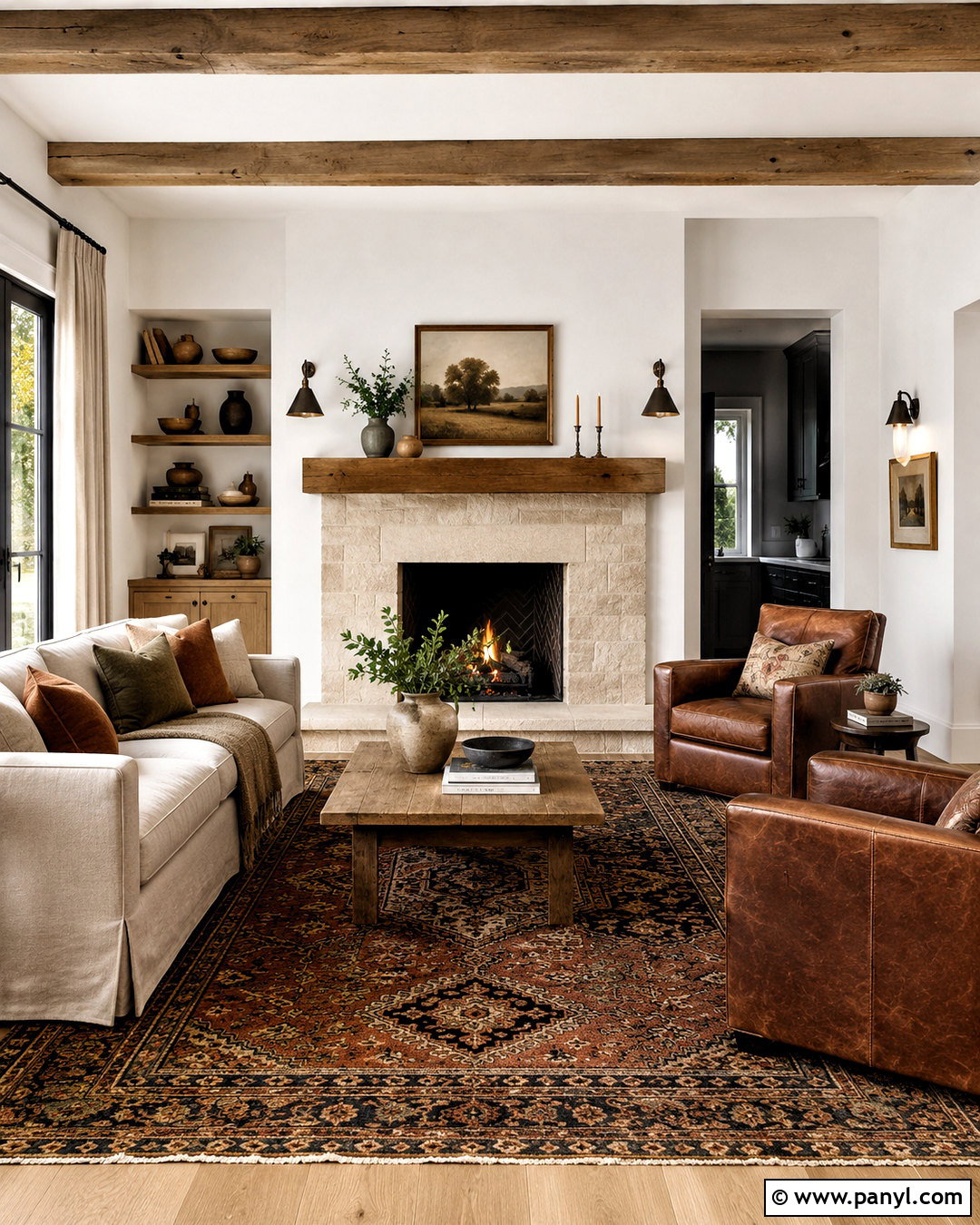 Snowbound Walls With A Stone Fireplace - 35 snowbound sherwin williams walls