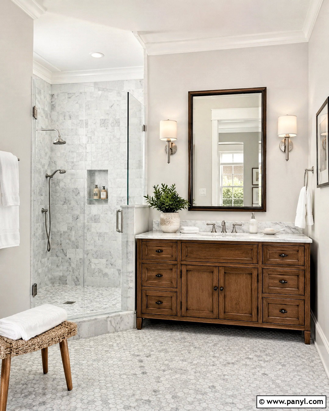 Snowbound Walls With Marble Bathroom Tile - 35 snowbound sherwin williams walls