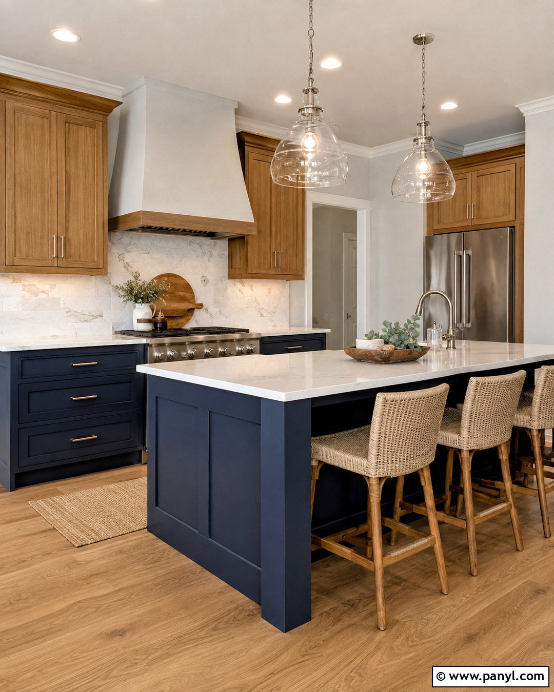 Snowbound Walls With Navy Kitchen Cabinets - 35 snowbound sherwin williams walls