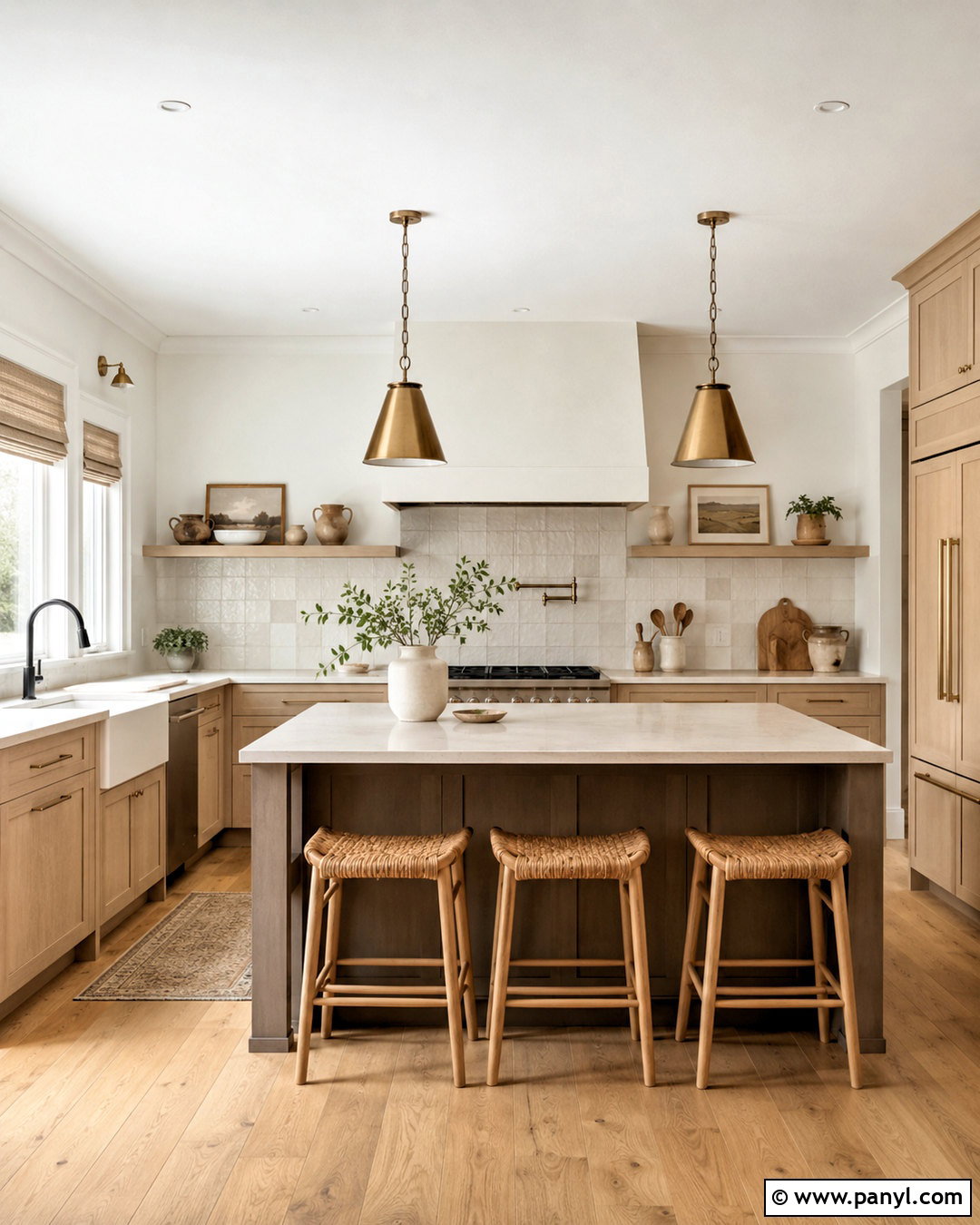 Snowbound Walls With White Oak Kitchen Cabinets - 35 snowbound sherwin williams walls