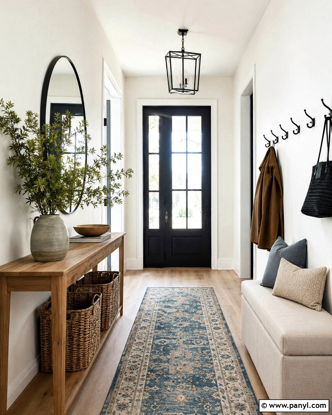 Snowfall White Walls In A Bright Entryway - 20 Snowfall White Benjamin Moore Walls