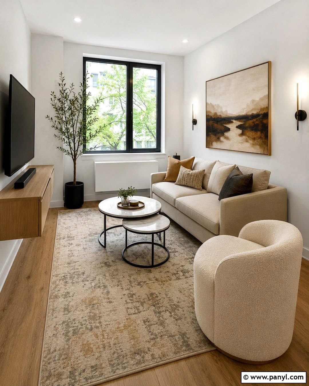 Snowfall White Walls In A Small Living Room - 20 Snowfall White Benjamin Moore Walls
