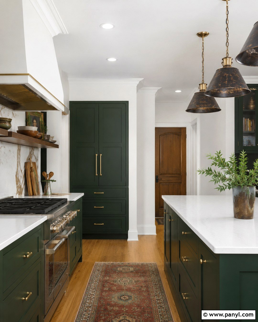 Snowfall White Walls With Dark Green Kitchen Cabinets - 20 Snowfall White Benjamin Moore Walls