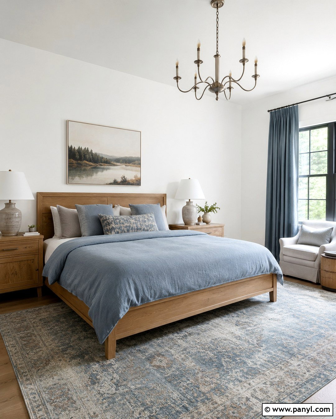 Snowfall White Walls With Dusty Blue Bedroom Decor - 20 Snowfall White Benjamin Moore Walls