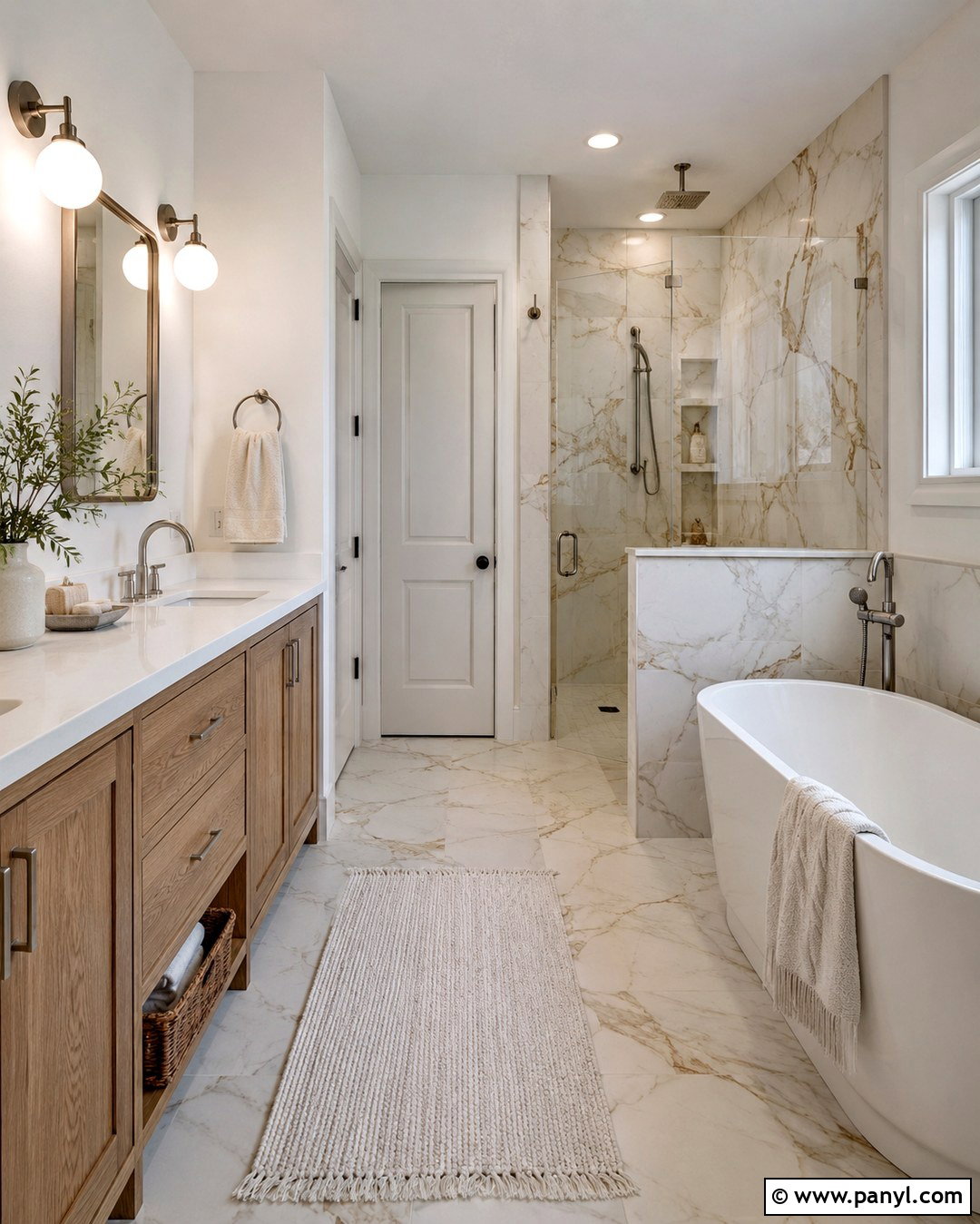 Snowfall White Walls With Marble Bathroom Finishes - 20 Snowfall White Benjamin Moore Walls