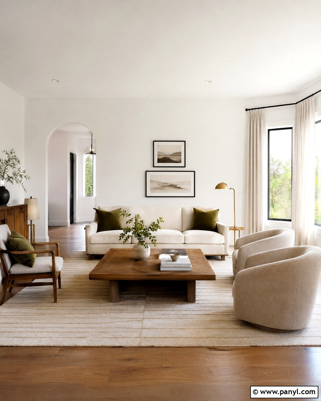 Snowfall White Walls With Warm Oak Furniture - 20 Snowfall White Benjamin Moore Walls