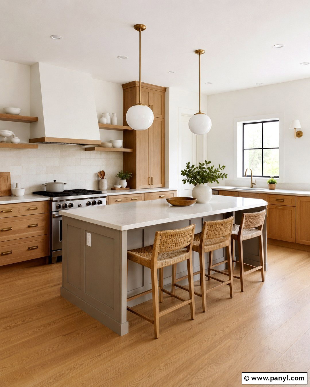 Snowfall White Walls With White Oak Kitchen Cabinets - 20 Snowfall White Benjamin Moore Walls