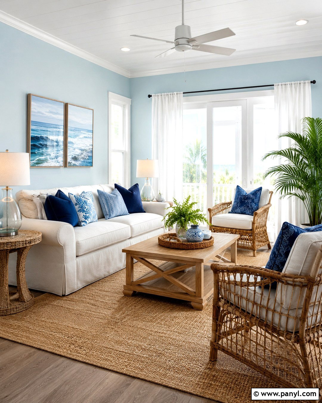 Soft Aqua Ocean Living Room Walls - 20 Ocean Theme Wall Paint Ideas