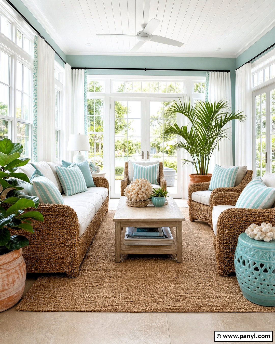 Soft Aqua Sunroom - 20 light room color ideas