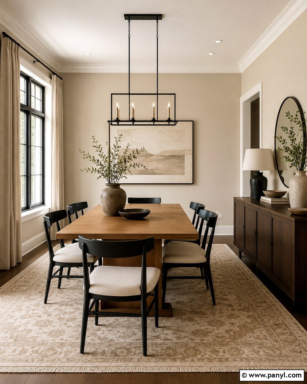 Soft Beige Dining Room With Black Accents - 20 Soft Beige Wall Color Ideas