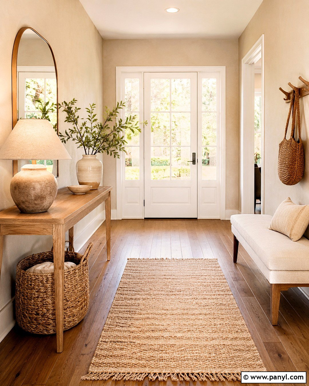 Soft Beige Entryway With Natural Textures - 20 Soft Beige Wall Color Ideas