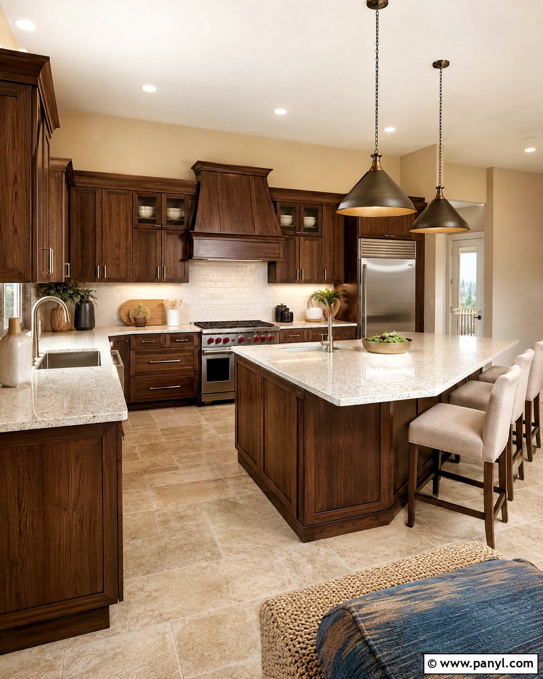 Soft Beige Kitchen Walls With Walnut Cabinets - 40 kitchen wall color ideas