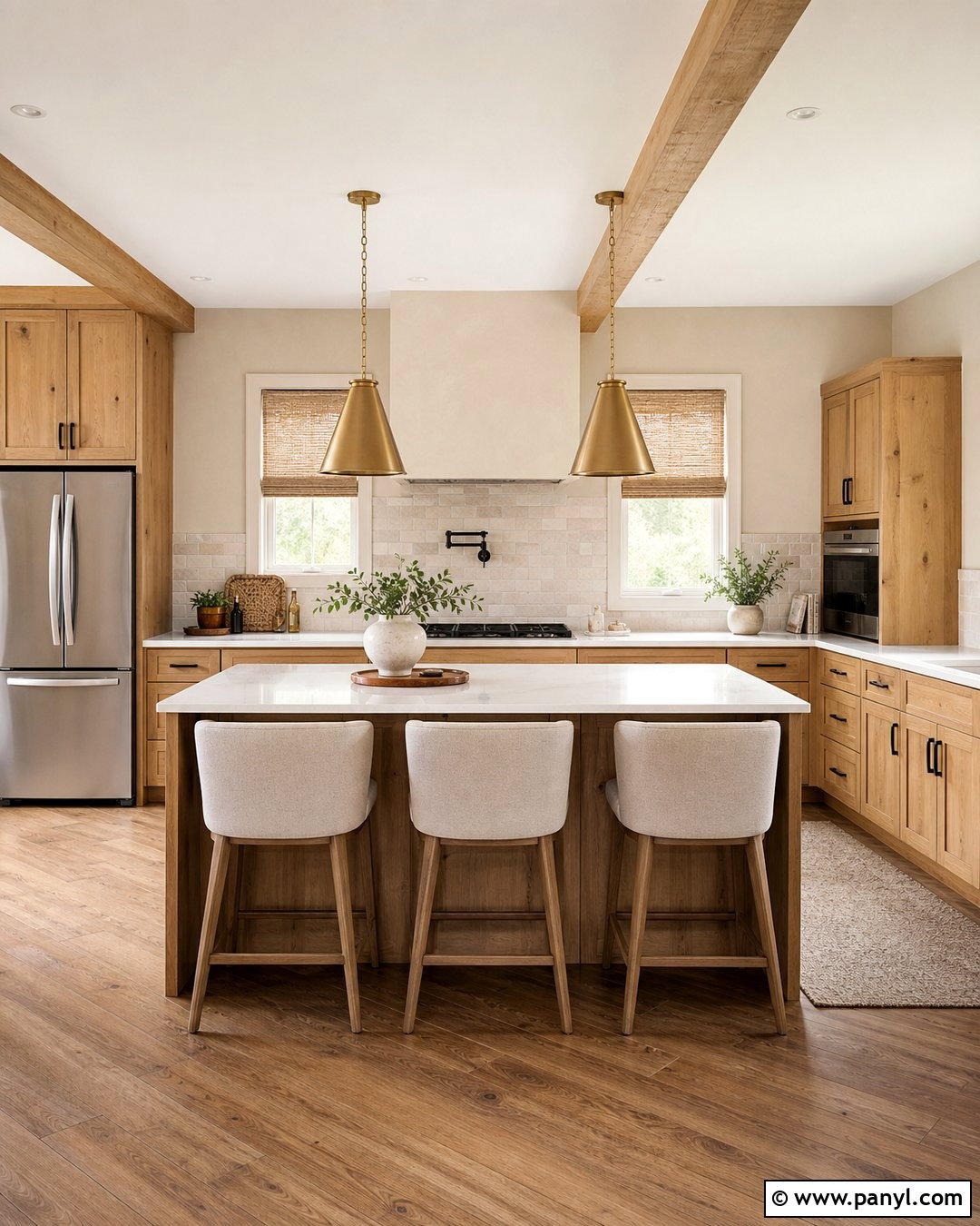 Soft Beige Kitchen With Wood Cabinets - 25 Kitchen Colors With Wood Cabinets