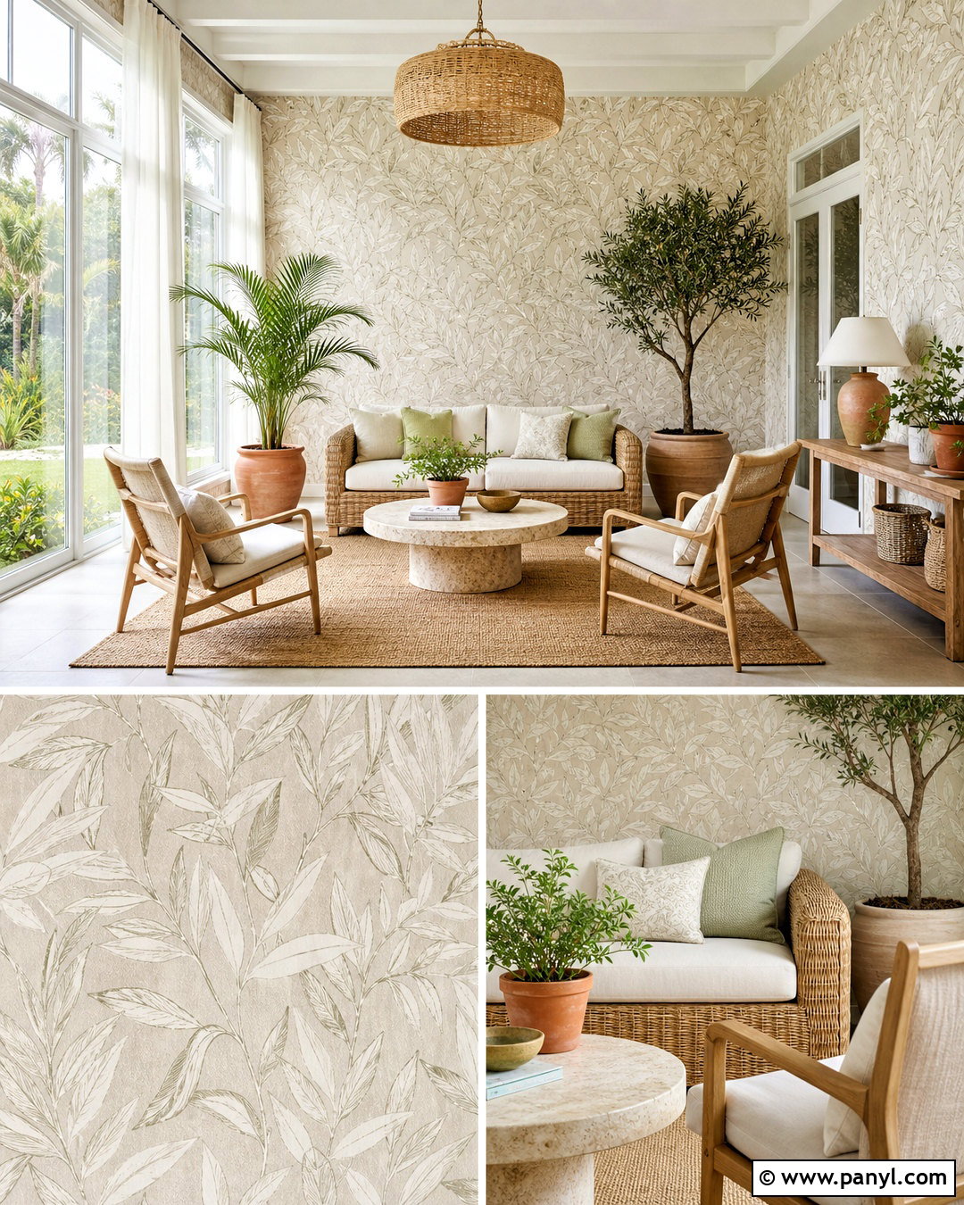 Soft Beige Leaf Wallpaper Sunroom - 20 soft beige wallpaper ideas