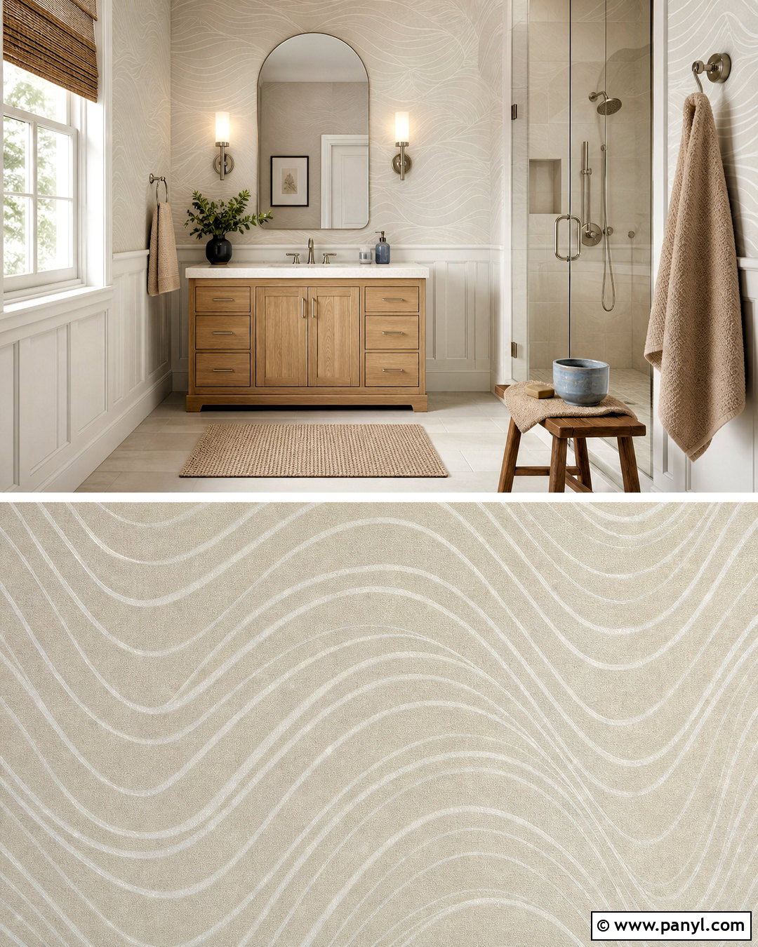 Soft Beige Wave Wallpaper Bathroom - 20 soft beige wallpaper ideas