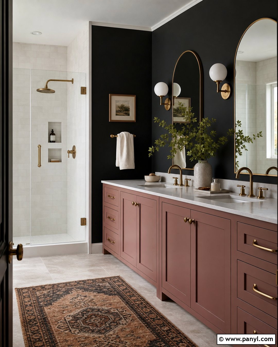 Soft Black And Dusty Rose Bathroom - 20 Aesthetic Bathroom Color Schemes