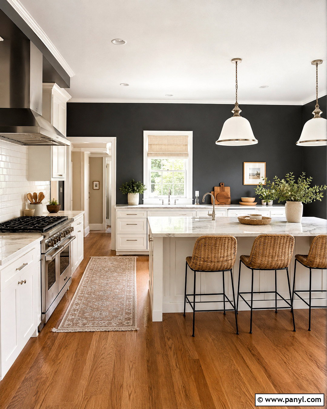 Soft Black Kitchen Walls With White Cabinets - 40 kitchen wall color ideas