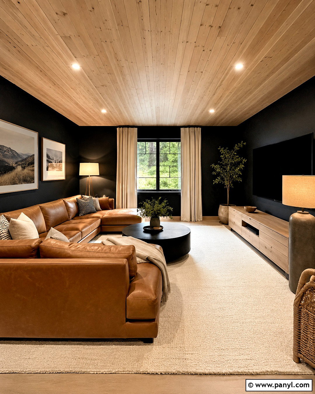 Soft Black Wall Color With Pine Ceiling - 20 Wall Color With Pine Ceiling Ideas